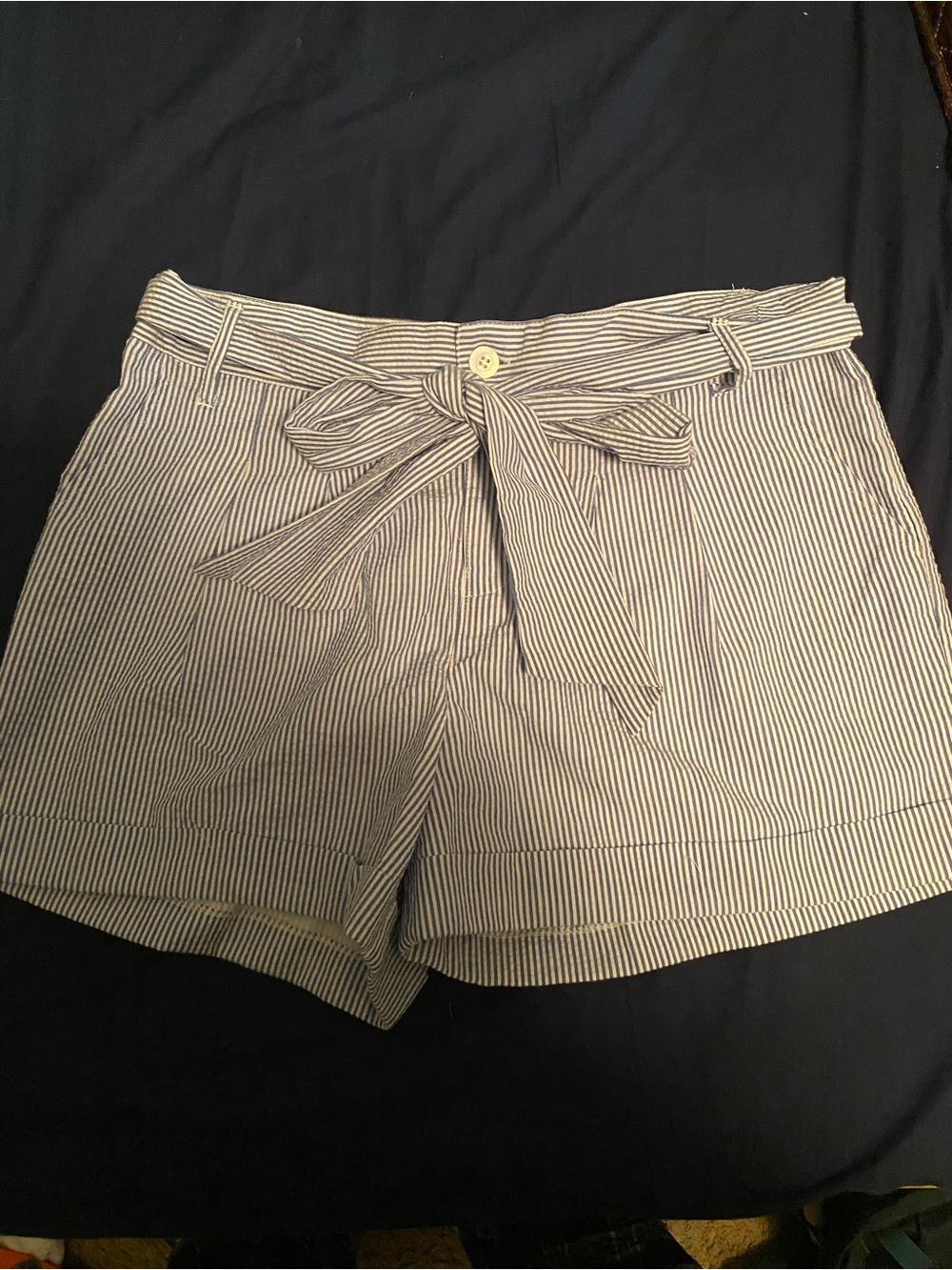 Striped Women’s Shorts - White & Navy